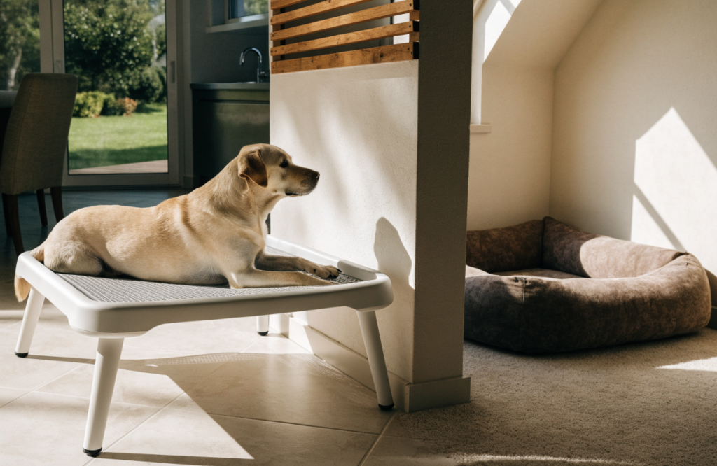 Cooling cot for daytime and orthopedic bed for night for one large dog