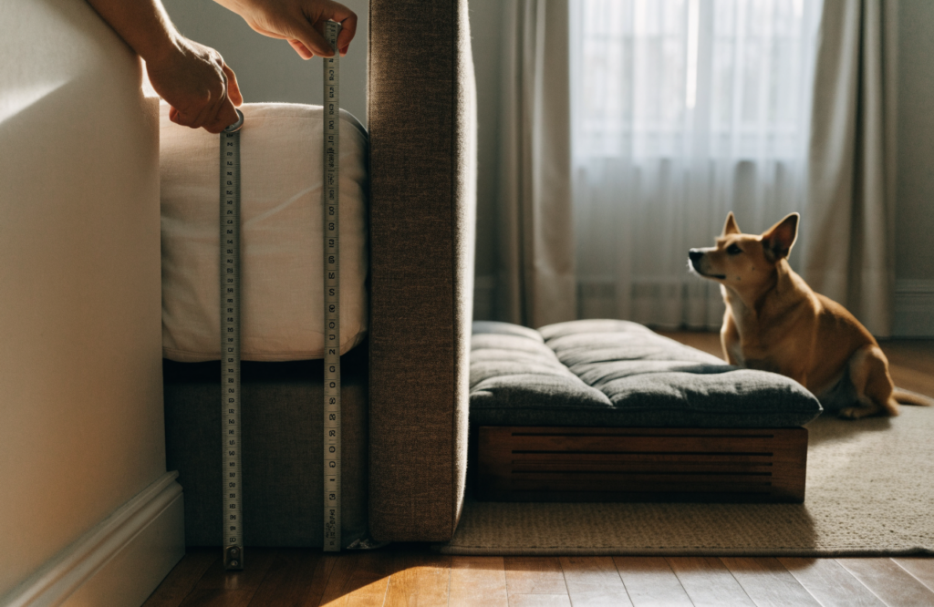 Measuring mattress height before buying a dog bed extension