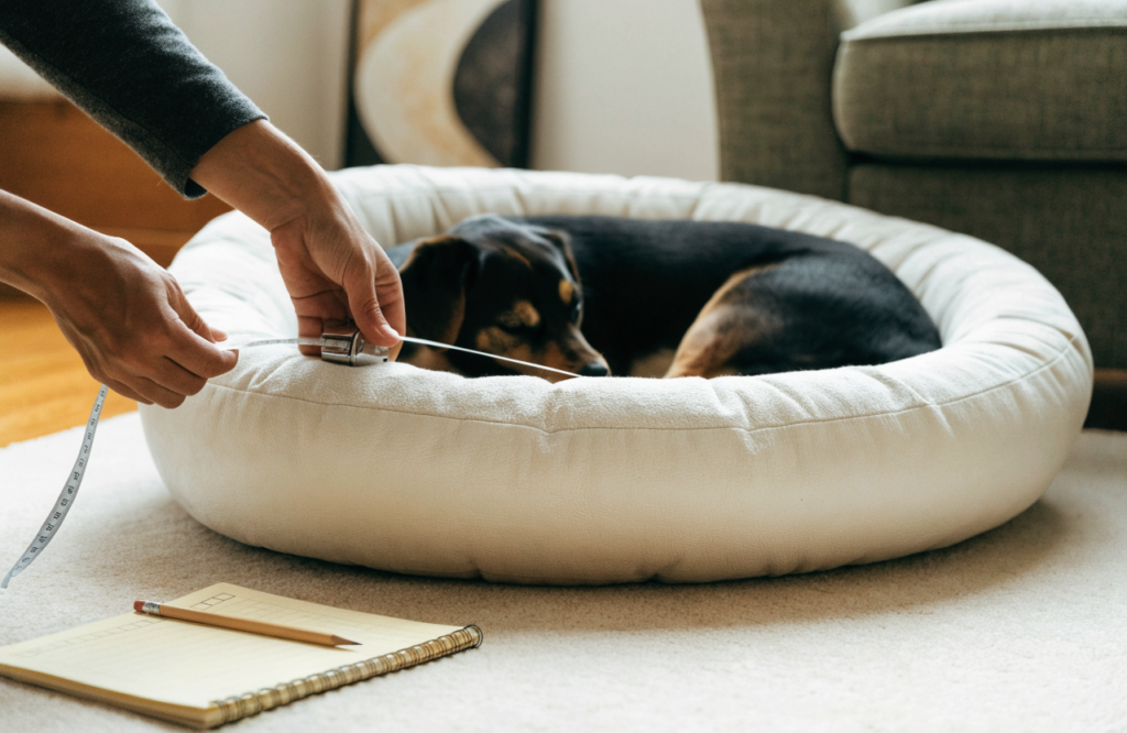 Measuring the inner sleeping area of a dog bed before ordering