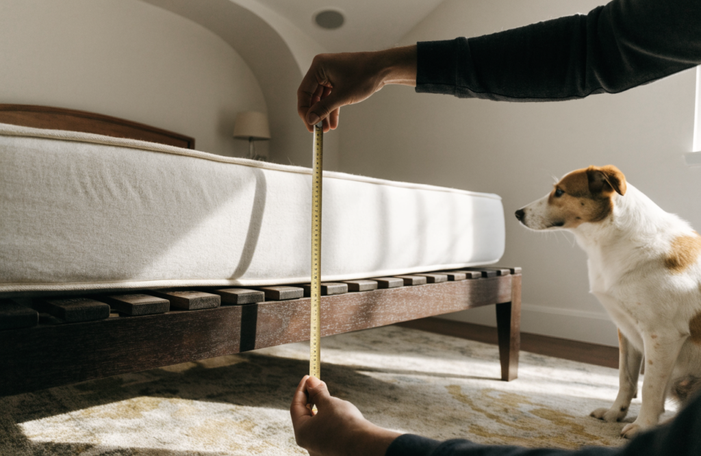 Measuring mattress height at the foot of the bed