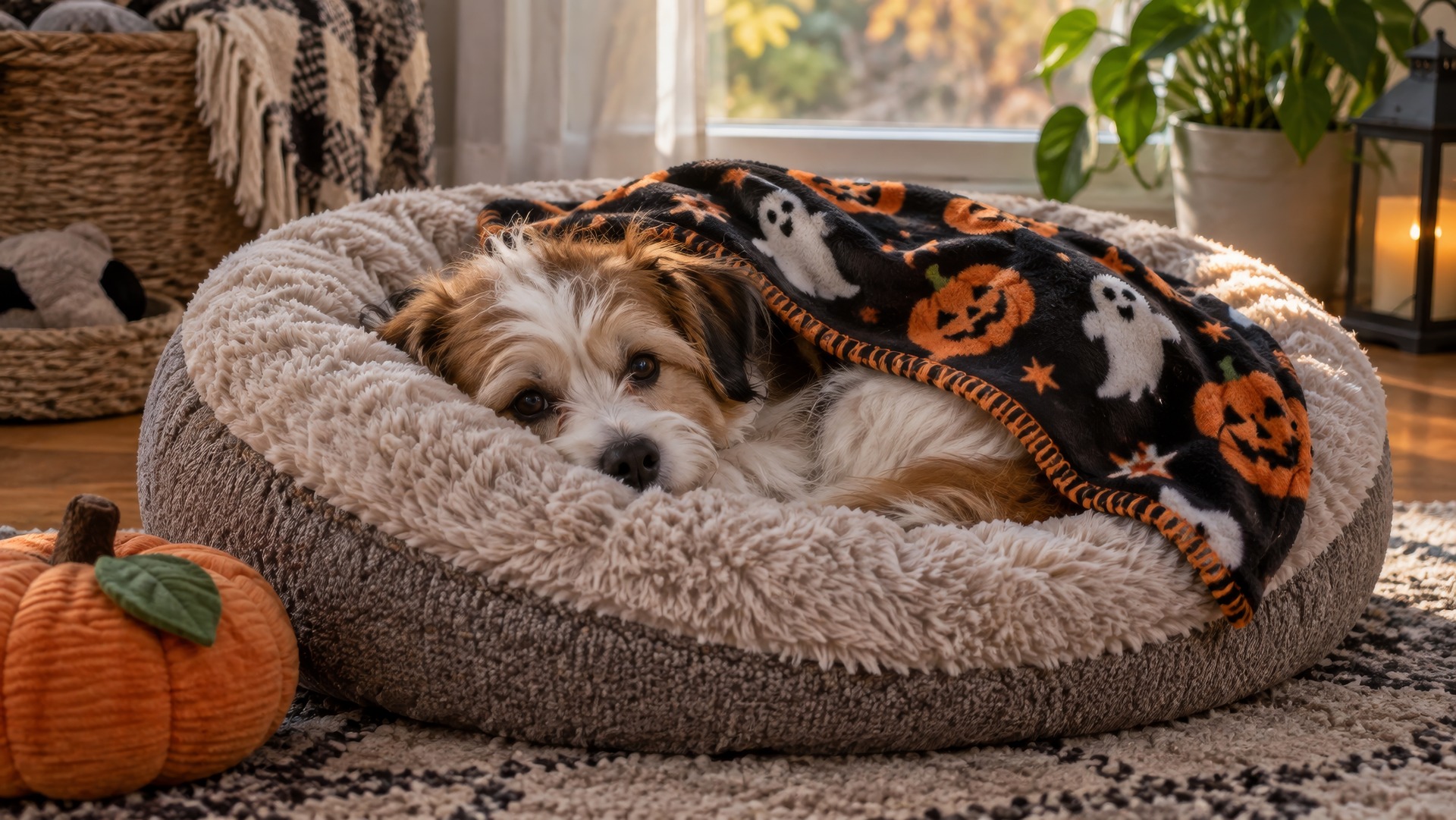 boucle dog bed