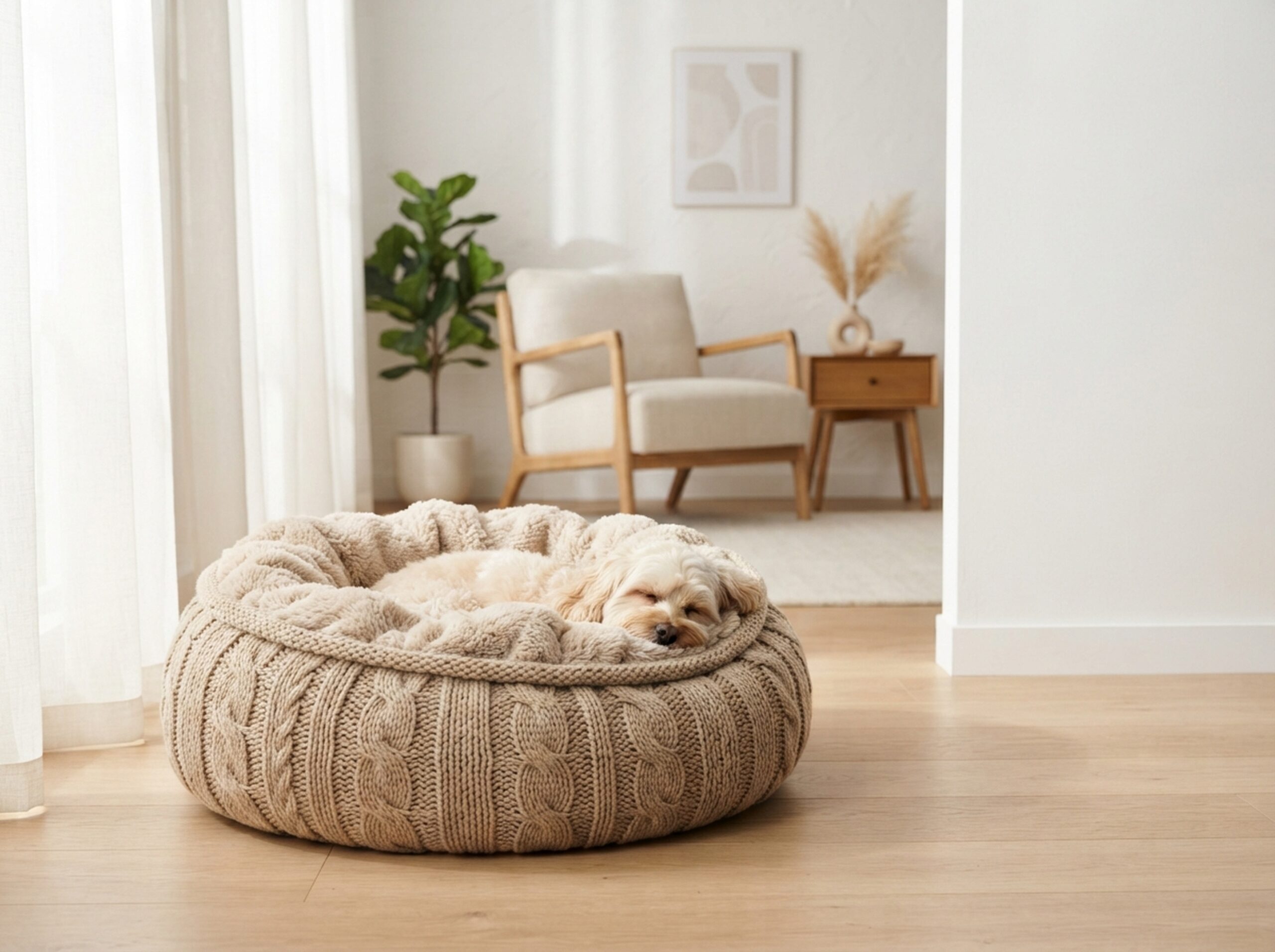 knit dog bed